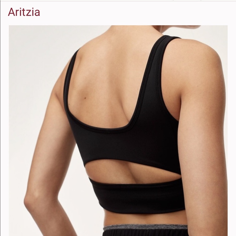 Aritzia XS The Constant black glide studio sports bra with cutout back